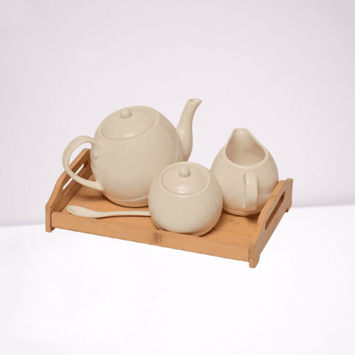 3 PCS TEA POT MILK & SUGAR WITH BASE