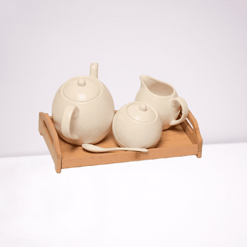 3 PCS TEA POT MILK & SUGAR WITH BASE - Image 2